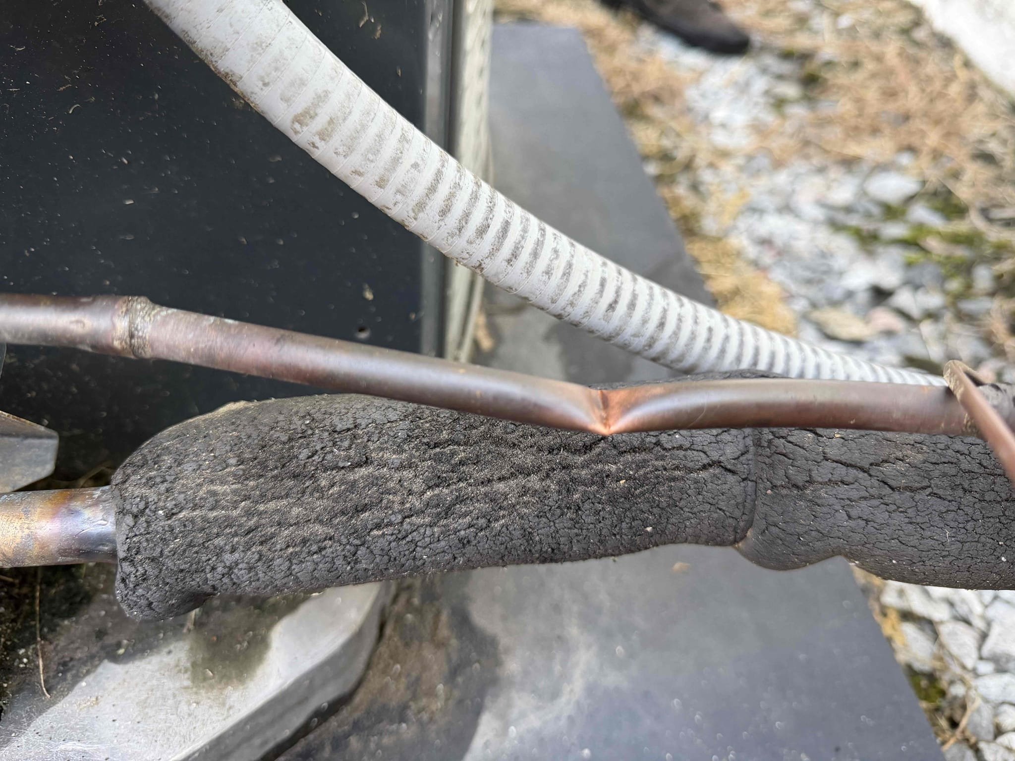 Pinched copper pipe at the Lena Wise Community center on July 16, 2026, in Crawford, Georgia. The pinched pipe costed $2,800 to repair. (Submitted Photo)