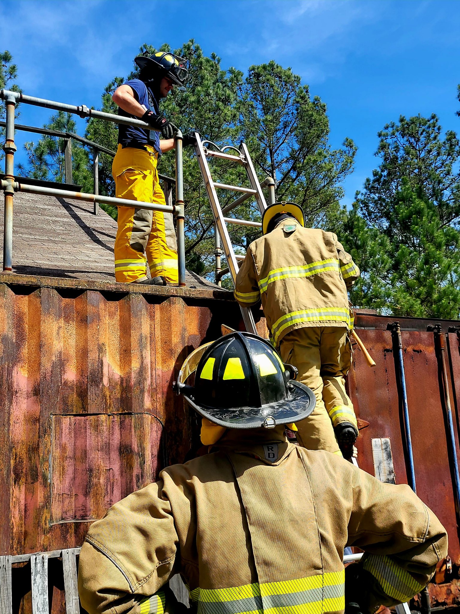 Volunteer firefighters train at Elberton's fire training facility. The new recruits went through 12 weeks of training prior to being allowed to go on emergency calls. (Submitted Photo/Jennifer King)