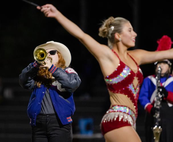 Band members perform at halftime of the last football game of the season on Nov. 5. (Photo/Sarah White)