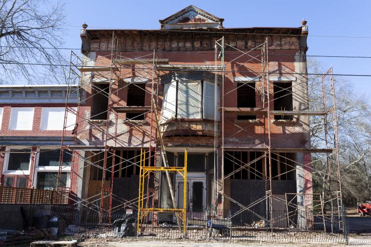 The historic building that housed the A.J. Gillen Department Store in Maxeys recently had a water meter installed for the first time in its history. (Sydney Fordice/The Oglethorpe Echo)