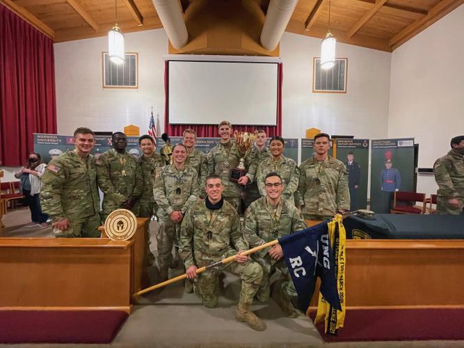 Austin Gabriel (holding the trophy) helped the University of North Georgia's Ranger Challenge Team win its fourth consecutive Spartan Ranger Challenge (Submitted Photo)