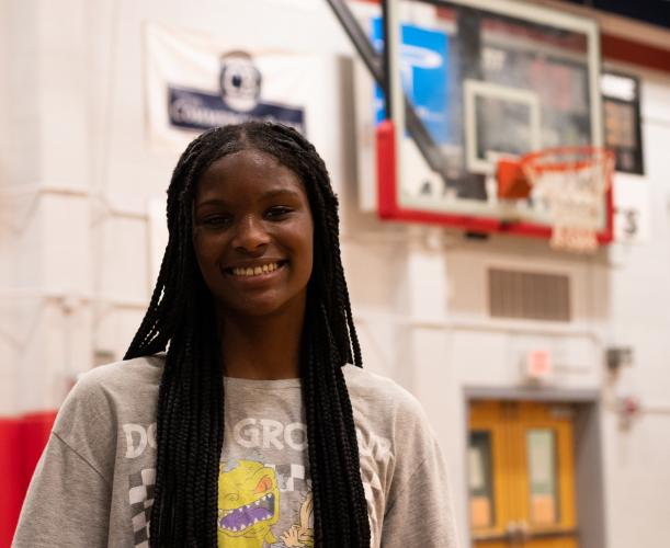 Kenzie Henderson, who is 5 foot-11, is one of three freshmen on a young Lady Patriots basketball team. (Photo/Sarah White)