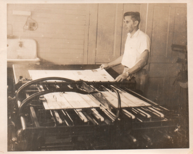 Ralph Maxwell Sr. is seen at the folder in The Oglethorpe Echo newspaper office. (Submitted Photo)