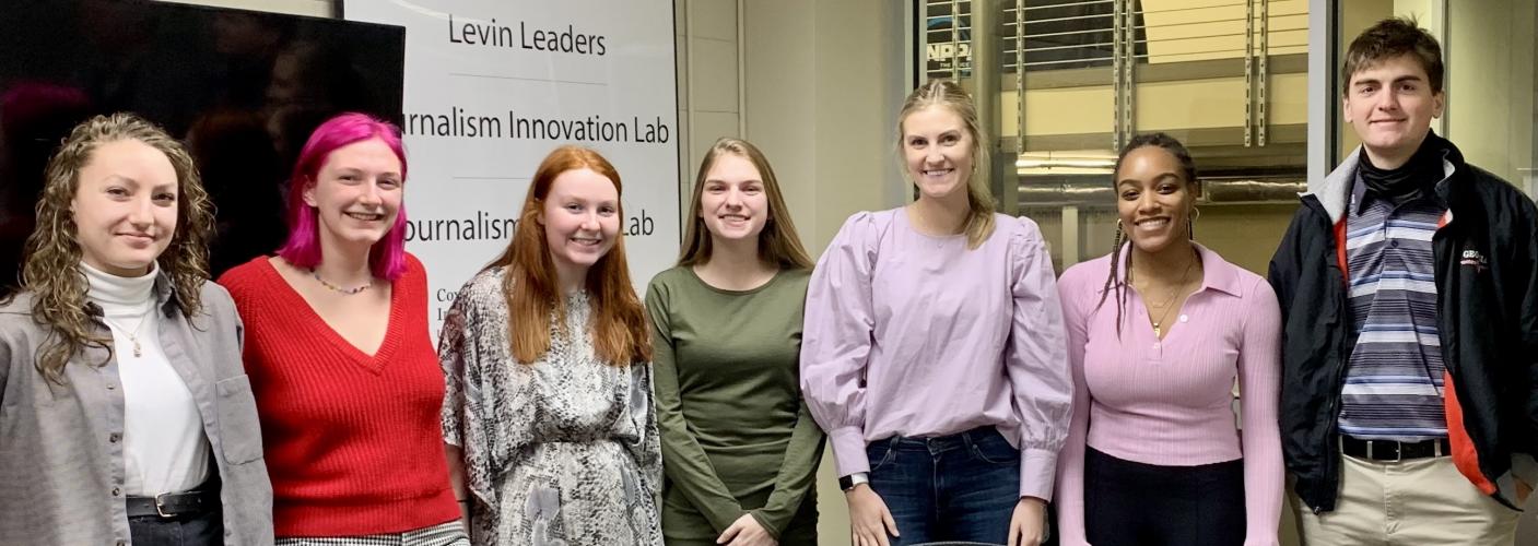 The Oglethorpe Echo interns included Sarah White (from left to right), Julianna Russ, Maddie Brechtel, Alden Lisse, Mackenzie Tanner, De Turner and Thomas Ehlers. (Submitted Photo)