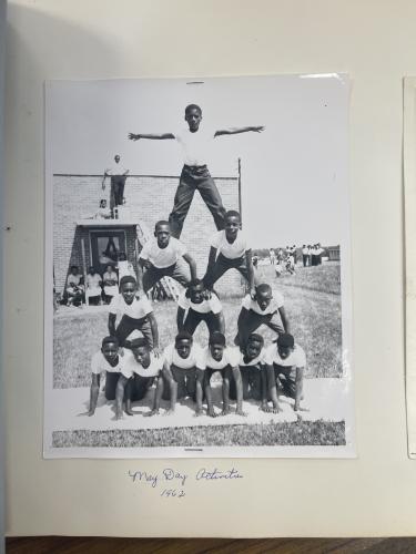 Students build a pyramid during May Day activities in 1962. (Submitted Photos)