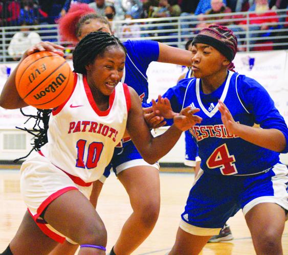 Aariana Bell drives past a Westside defender in last week’s Region 4-AA tournament victory over Westside. (Ralph Maxwell/Submitted Photo)