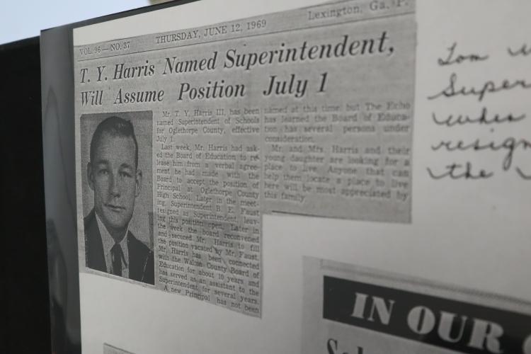 A newspaper article announces the hiring of T.Y. Harris as Oglethorpe County School superintendent on June 12, 1969. He remained in that position until 1996. (Yana Obiekwe/ The Oglethorpe Echo)