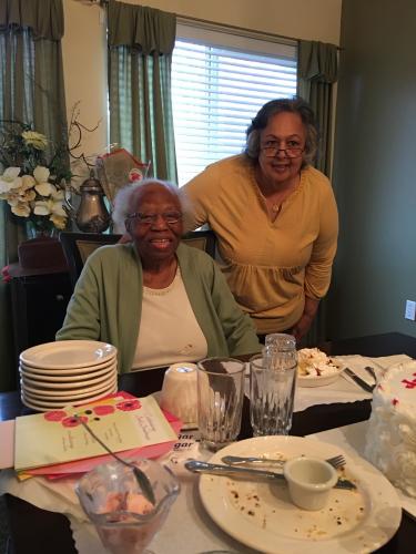Ester Pettway Turman celebrates her 97th birthday with her loved ones in Washington, including stepdaughter Jacqueline Milton (right). (Submitted Photo)