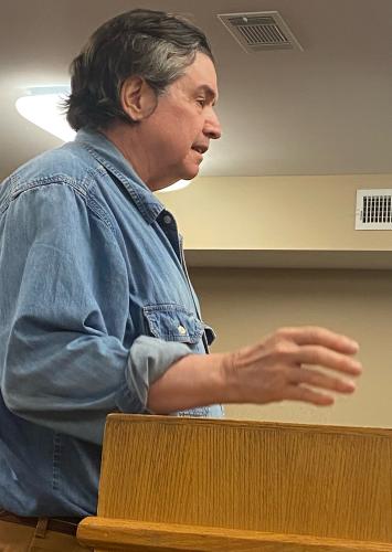 Oglethorpe County resident Patrick Tanner spoke out against the construction of a Verizon cell tower on Oconee Forest Road. (Photo/Dink NeSmith)