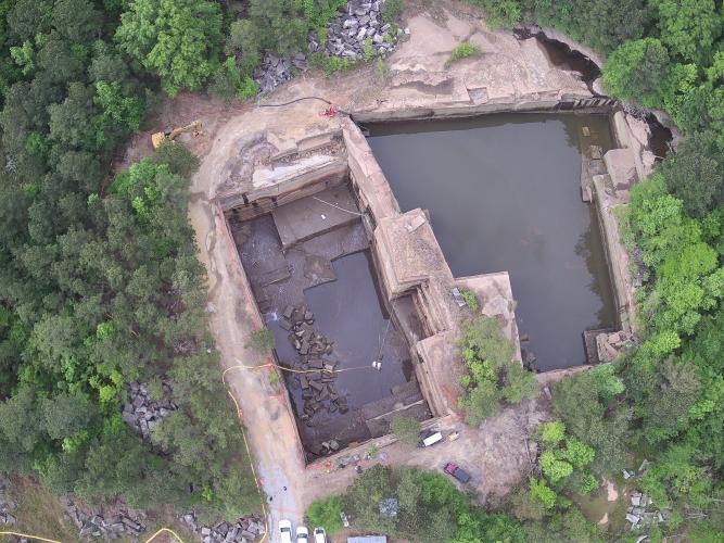 A drone operated by the Elbert County Sherriff's Office and Emergency Management offers a view of the two quarries from above. (Submitted Photo)