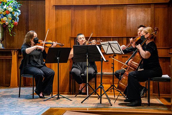 The Athena Quartet performs at the service for Rick Berry. (Photo/Jack Casey)