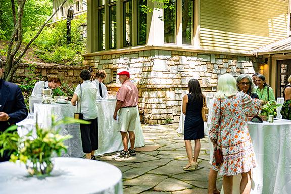The outdoor reception after the memorial service for Rick Berry. (Photo/Jack Casey)