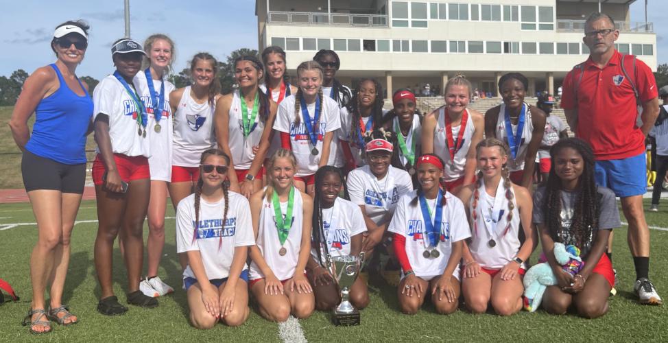 The Oglethorpe County High School girls track team won the Class AA title this spring to successfully repeat as state champs. It was the third state title in two years for OCHS. (Submitted Photo)