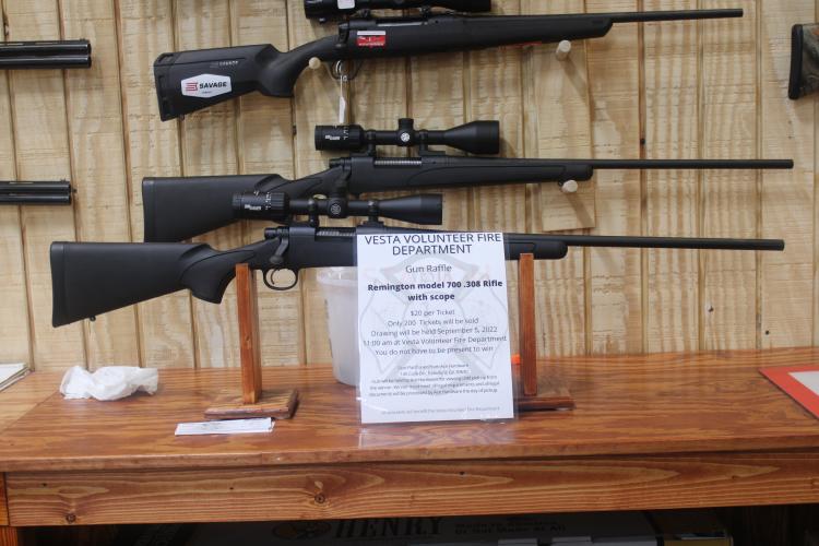 The Vesta Volunteer Fire Department is raffling a Remington Model 700 .308 rifle with a scope. The rifle is on display at the Ace Hardware in Crawford. (Kennedy Lewis/ The Oglethorpe Echo)