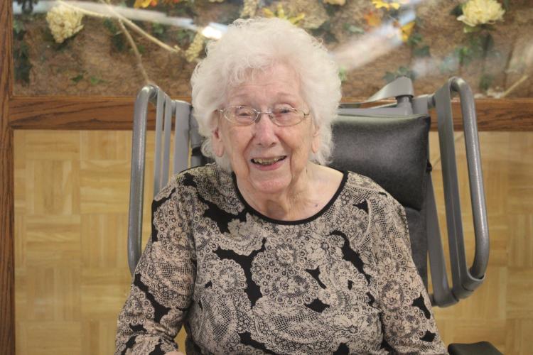 Mary Seagraves, a resident at Quiet Oaks Health Care in Crawford, celebrated her 103rd birthday on Oct. 10. (Photo/Kennedy Lewis)