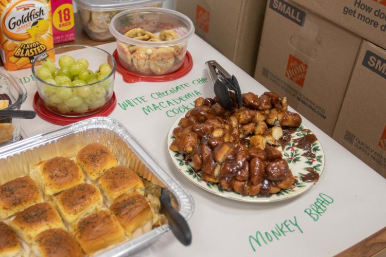 Various handmade desserts and snacks sit on a table during the Oglethorpe County Library’s Friendsgiving. (Katie Tucker/The Oglethorpe Echo)