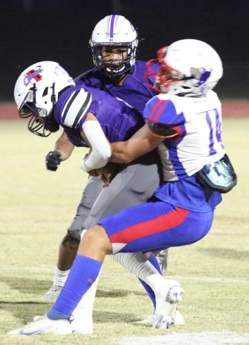 Ashton Sexton brings down a Jasper County ball carrier in the regular-season finale last Friday night. (DONNY FAUST/FOR THE OGLETHORPE ECHO)