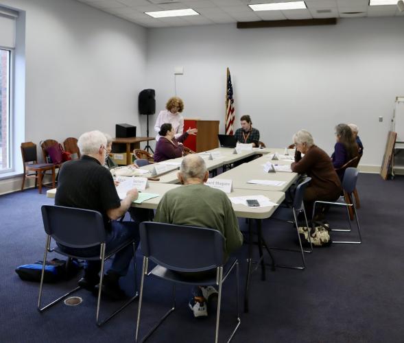 The Oglethorpe County Library Board of Trustees and branch manager Austin Jenkins discussed the library’s finances at its quarter-annual meeting last week. (Photo/Viktoria Kangas)