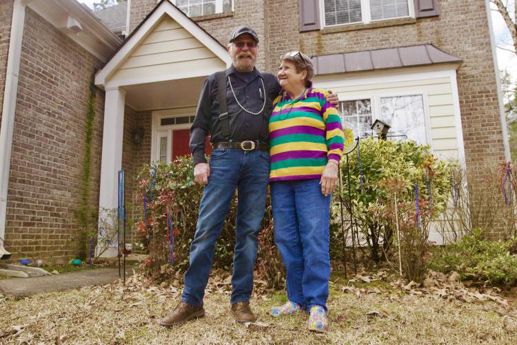 (SOPHIE MCLEOD/THE OGLETHORPE ECHO) Mike and Patty Boyd, who moved to Georgia from Louisiana nearly a decade ago, have managed to bring a taste of Cajun country into Oglethorpe County. They decorate their home for Mardi Gras every year.
