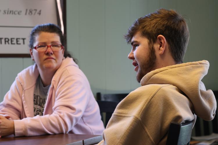 Jacob Dake, right, and mother Rhonda Pilgrim are returning to a new normal after Dake's motorcycle accident in October. EMILY DOZIER/THE OGLETHORPE ECHO