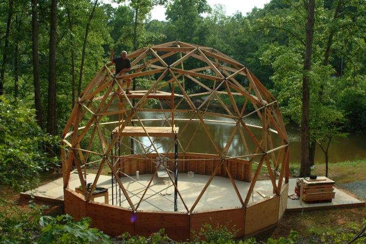 SUBMITTED PHOTO John Fortuna and his brother Dan spent a year and a half building the geodesic home. The brothers constructed it from a kit shipped from California.