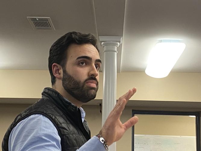 Nic Cunha, development manager for Vanguard Renewables, gave a presentation on anaerobic digesters. The digesters combine food and farm waste to create fertilizers and renewable natural gas. (Photo/Garrett Kicklighter)