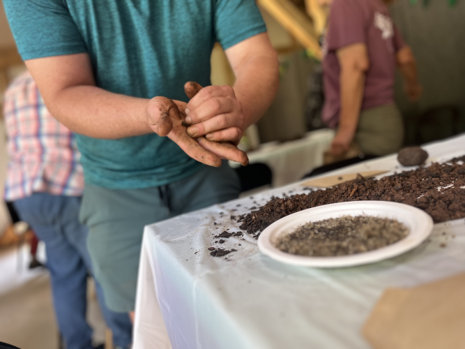 Beech Hollow kicks off their Earth Day celebrations with a seed bomb tutorial. The seed bombs are designed to easily spread flowers across someone's yard.(JACK RHODES/THE OGLETHORPE ECHO) 