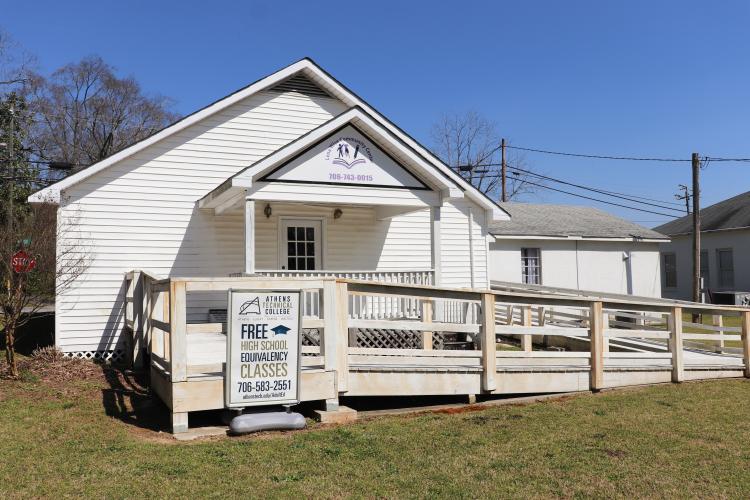 The Lena Wise Community Center in Crawford on Thursday, March 23, 2022. The community center opened in 2017 after Crawford Methodist Church was dissolved. One of the key services offered at the center is free High School Equivalency GED classes. (Photo/Maddie Daniel)
