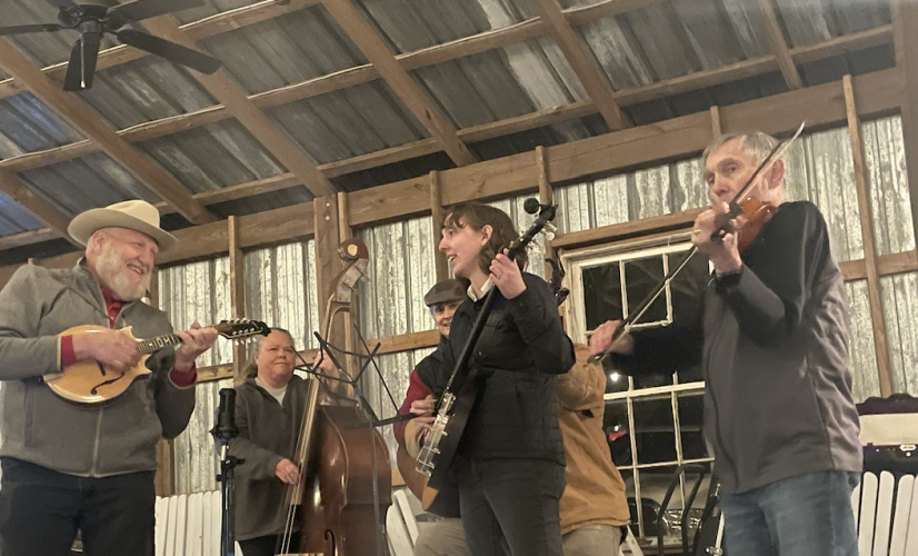 The Barrow Creek Bluegrass Band performed at the Platt Brooks Estate on March 18, as part of the Lexington Downtown Development 2023 Concert Series. (SOPHIE MCLEOD/THE OGLETHORPE ECHO)