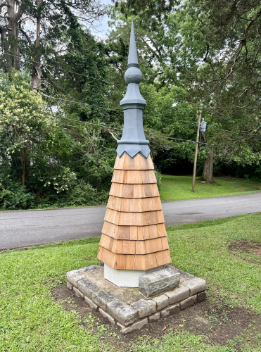 The renovated steeple at Lexington Baptist Church features a base built from new exterior- grade plywood and new cedar shingles. (SUBMITTED PHOTO)