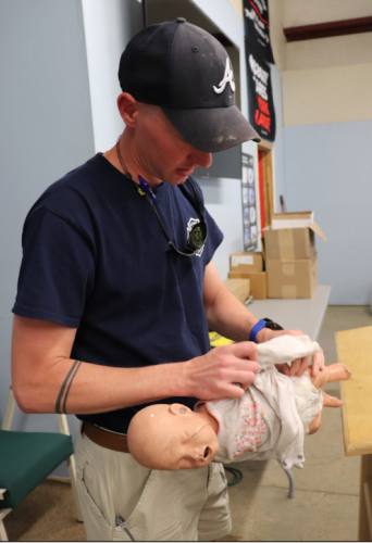 Cody Gibbs works nights and week- ends for Oglethorpe County Emergen- cy Medical Services, in addition to his full-time job (JULIANNA RUSS/THE OGLETHORPE ECHO)
