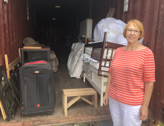 Two 40-foot long shipping containers give Shirley Dillard the space to store items for people and families in need. They’re located behind the Sheriff’s Office. (ANDY JOHNSTON/THE OGLETHORPE ECHO)