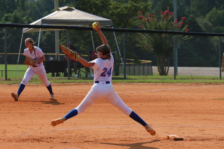 Sophomore Reese Campbell fires toward home on Saturday. The Oglethorpe County softball team is off to a 2-6 start with a game at Thomson on Thursday. (LANDEN TODD/THE OGLETHORPE ECHO)