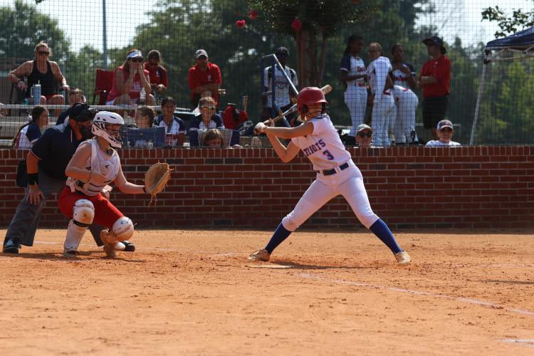 Junior Carlee Gibson waits on a pitch during Oglethorpe County’s 7-5 loss to Lincoln County on Saturday. The Patriots came back with a 13-1 win over Putnam County as Gibson got the win with five strikeouts and allowing only four hits. (LANDEN TODD/THE OGLETHORPE ECHO)