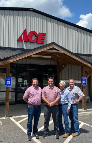 The new leadership group for the Ace Hardware in Crawford includes Jeff Strickland (from left), the vice president of operations, Chuck Gabriel, the store manager, and store owners George and Tripp Strickland. (SUBMITTED PHOTO)