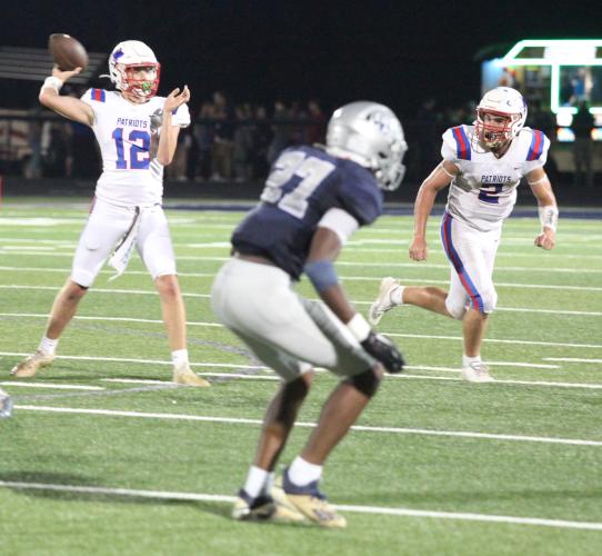 Quarterback Jayden Wallace delivers the ball to a teammate in Oglethorpe County’s season-opening 14-7 loss to East Jackson on Friday. He threw a 55-yard touchdown pass to Darius Heard in his first start at quarterback. (DONNY FAUST/FOR THE OGLETHORPE ECHO)