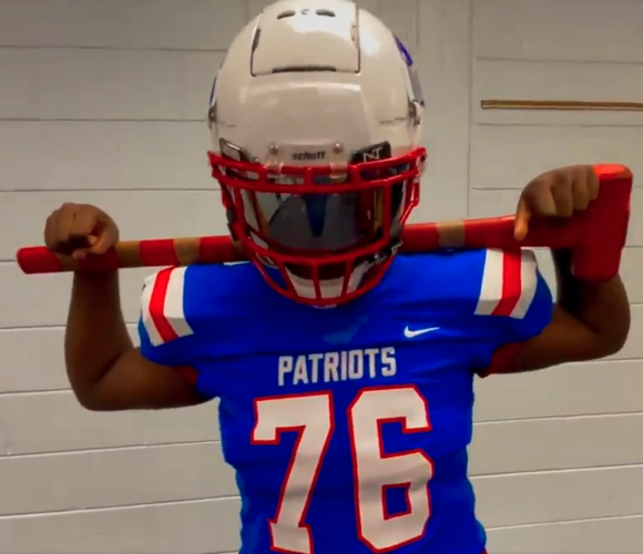 Senior Jamarrion Miller gives the viewers of a hype video released on Twitter a look at the new blue Nike jerseys the Oglethorpe County football team will wear this season. (SUBMITTED PHOTO)