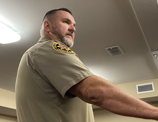 Sheriff David Gabriel proposed the idea of adding one to two more 911 dispatchers during discussion at the Board of Commissioners meeting on Monday night. (GARRETT KICKLIGHTER/THE OGLETHORPE ECHO)