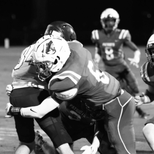 OCHS junior defensive back Darius Heard (No. 6) brings down a West Hall player in the Patriots’ 19-7 victory in a scrimmage last Friday. They open the 2023 season at East Jackson at 7:30 p.m. Friday, Aug. 18. (LANDEN TODD/THE OGLETHORPE ECHO)