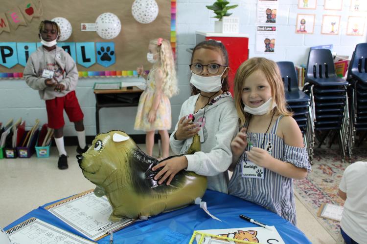 Jordan Haban’s 1st grade class had a veterinarian theme. They used class time completing math problems with animal themes, taking care of each animal. (Photo/Caleb Baldwin)