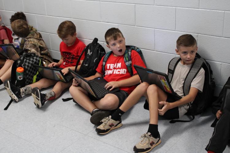 Mary Kate Shealy's third grade class were in shock at seeing the decorations of the school. Questions were exclaimed by students, such as "what has happened to our school?" (Photo/Caleb Baldwin)