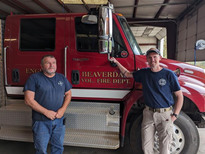 Beaverdam VFD fire chief Jehu Post (left) and assistant chief Cody Gibbs (right) lead many of the trainings for firefighters in Oglethorpe County. Evan Smoak/The Oglethorpe Echo