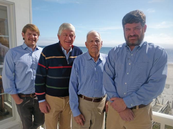 The NeSmiths drove to Holden Beach, North Carolina, to visit with Eddie and Carolyn Sweatt in 2019. Carolyn took this photo on their deck overlooking the Atlantic Ocean. From left are Eric NeSmith, Dink NeSmith, Eddie Sweatt and Alan NeSmith. (Submitted Photo)