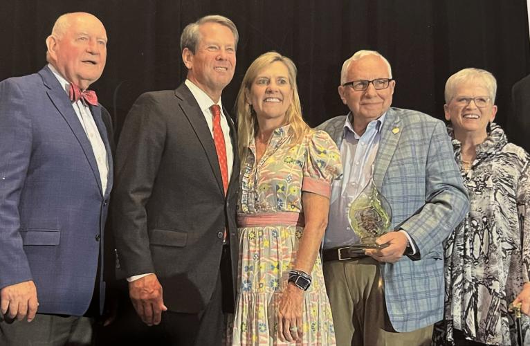 ABAC and two of its outstanding alumni were in the University System of Georgia Board of Regents’ spotlight on Sept. 8 at the Atlanta History Center. Rick and Sandy Bostelman share a few moments with (from left) Chancellor Sonny Perdue, Gov. Bri- an Kemp and First Lady Marty Kemp. The Regents said, “Rick and Sandy Bostelman are outstanding alumni of Abraham Baldwin Agricultural College, who serve as role models for all of us.” (Submitted Photo)