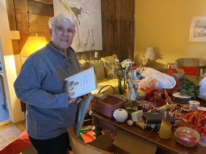 The Friends of the Library prepare for the annual Christmas Bazaar and book sale on Nov. 28, 2023. (Courtesy/Babs DeArmond)