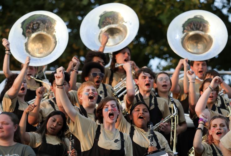 The Oglethorpe County marching band supports the football team during a game this fall. The band’s booster club holds fundraising events throughout the year to help with the costs associated with the program. (CJ Bartunek/The Oglethorpe Echo)
