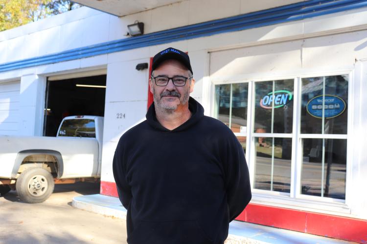 JULIANNA M. RUSS/FOR THE OGLETHORPE ECHO Gene Bradford, who owns West Main Auto Repair in Lexington, said he’s so familiar with his customers that he knows how they’ll pay. He even accepts checks, even though a sign in his shop says they’re not allowed.