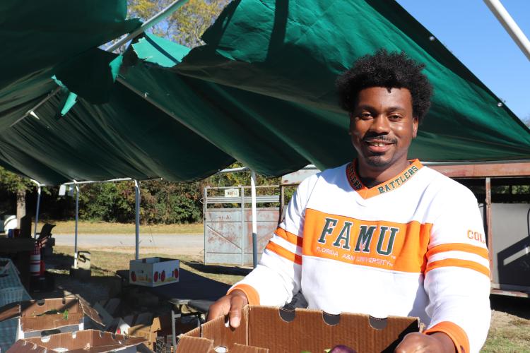 JULIANNA M. RUSS/FOR THE OGLETHORPE ECHO Kendall Strickland, the owner of Strickland Pride Produce in Lexington, said about 75% of his customers pay with cash, not Cash App or credit cards. Those who don’t are usually under 30 years old, he said.