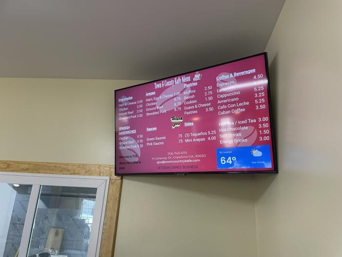 Town and Country Kafe's menu features Spanish-inspired food and beverages for under $10 each. Customers can enjoy these options when the cafe opens in the spring. (Margaux Binder/The Oglethorpe Echo)