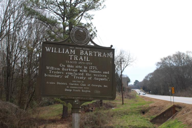 The historical marker commemorates the conclusion of the William Bartram Trail. The marker is located near Arnoldsville on U.S. 78. (Photo/Michael Johnson)